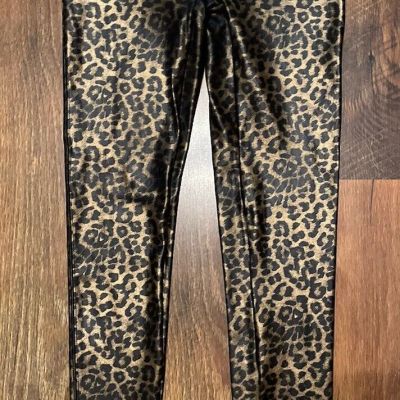 Spanx Leggings Animal Print  Shiny Pull On Size L